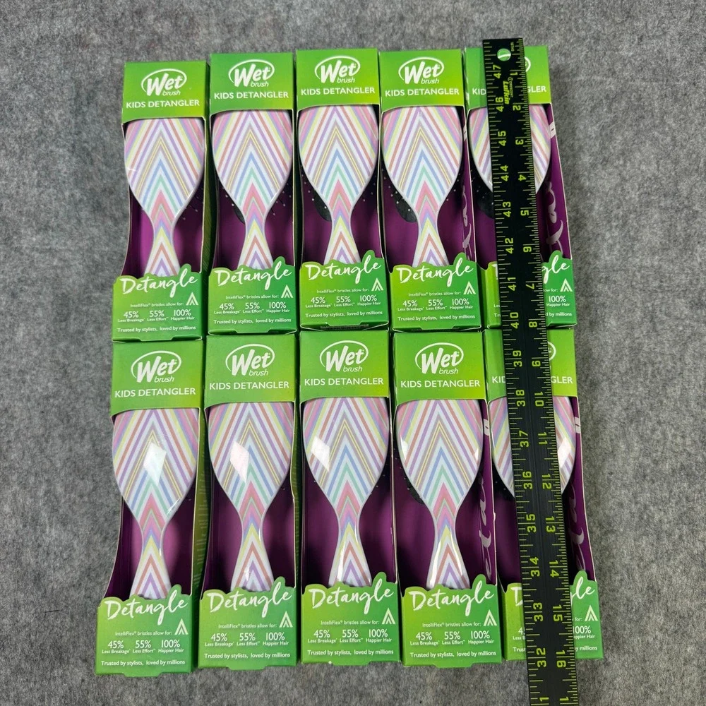 Wet Brush Kids Detangler Hair Brush 10 Pack Pastel Chevron Stripe IntelliFlex